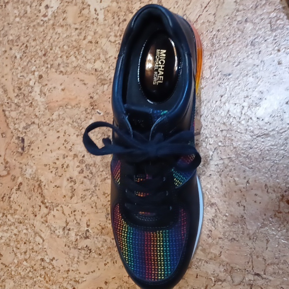 Michael Kors Allie Trainer Rainbow Extreme NWOT - Picture 3 of 7